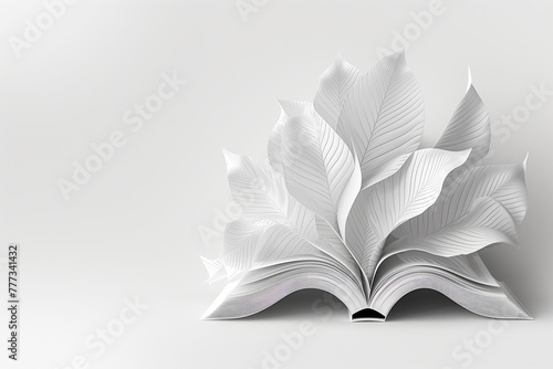 Livre ouvert avec des pages en feuilles © MidJen