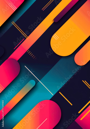 A colorful abstract design with a blue and orange stripe