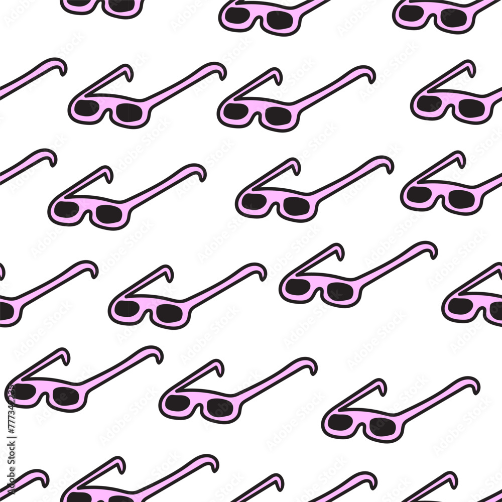 seamless pattern of cartoon sunglasses in doodle style in vector. template for background, wallpaper, wrapping, fabric, print seamless pattern of cartoon sunglasses in doodle style in vector. template for background, wallpaper, wrapping, fabric, print