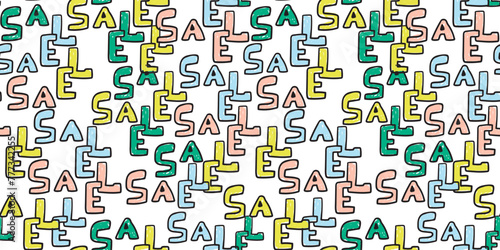 seamless pattern garage sale in doodle style in vector. template for background, wallpaper, wrapping, fabric, print