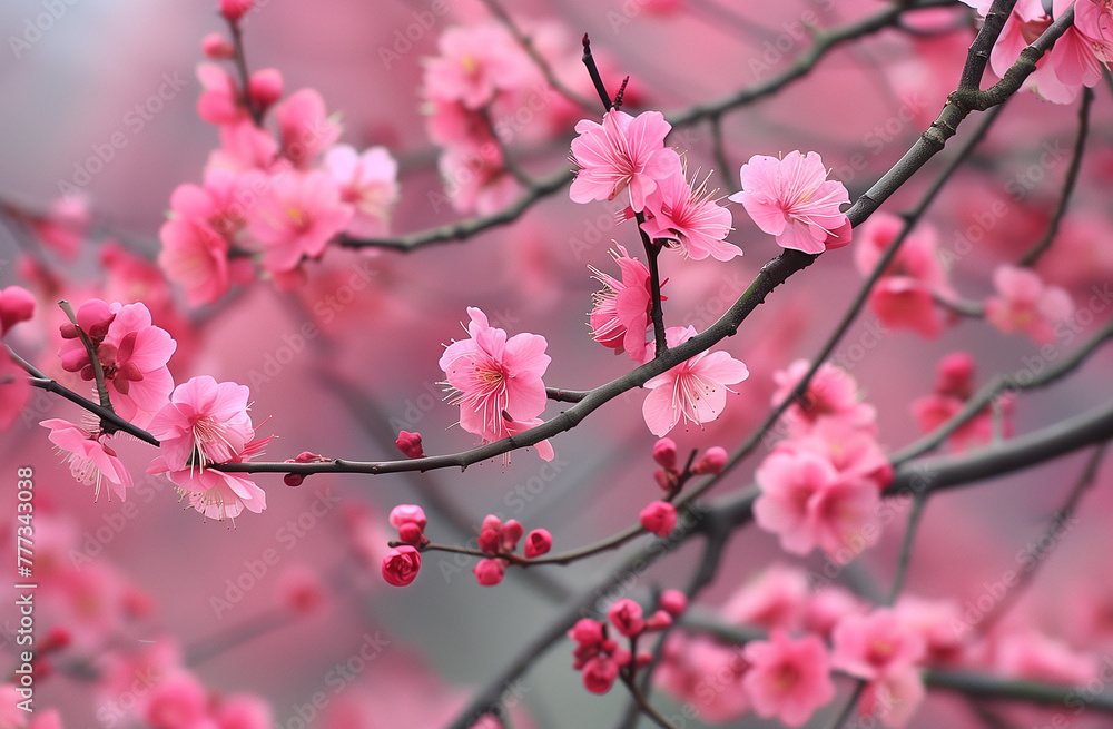 Cherry blossoms, spring, spring flowers, cherry blossom branches, flower branches, pink, pink flowers, pollen