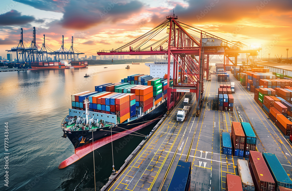 Naklejka premium ships, shipping, shipyards, exports, ships, seas, trade, containers
