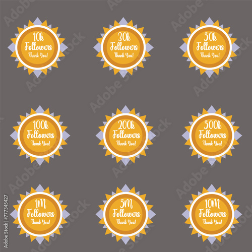 Adobe IllustFollowers Achievement Badge Thank you 10K 30K 50K 100K 200K 500K 1M 5M 10M Follower Badgesrator Artwork