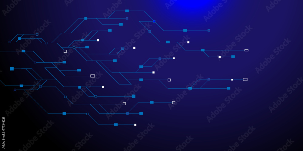 Vectors Digital technology and science background Quantum computer technologies concepts, Futurist Technology modern blue horizontal banner template with circuit board texture. 