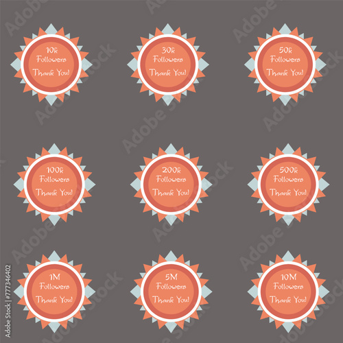 Adobe IllustFollowers Achievement Badge Thank you 10K 30K 50K 100K 200K 500K 1M 5M 10M Follower Badgesrator Artwork