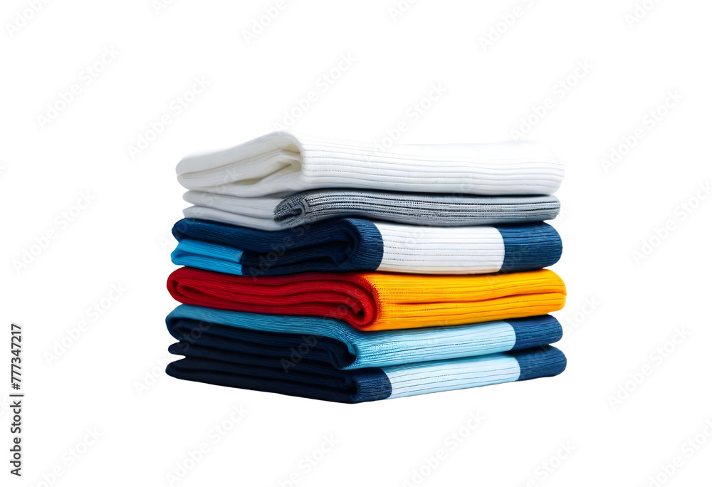 stack of foldable clothes on transparent background. Colorful clothes stack of foldable clothes on transparent background. Colorful clothes