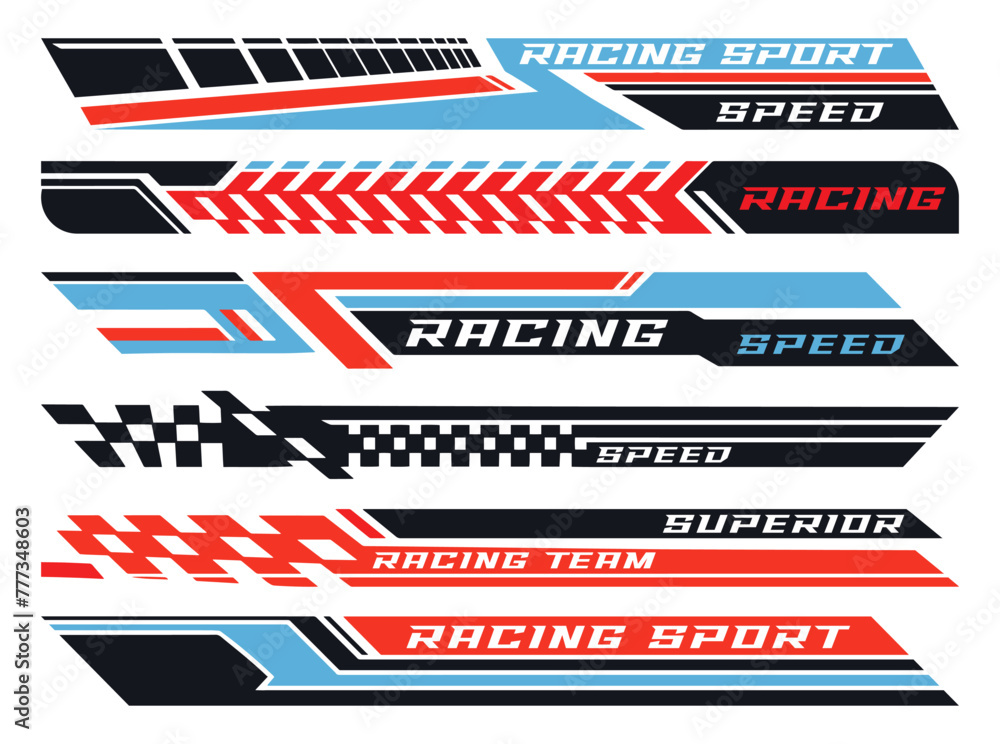Racing sport set logotypes colorful - obrazy, fototapety, plakaty 