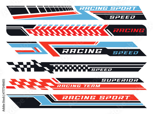 Racing sport set logotypes colorful
