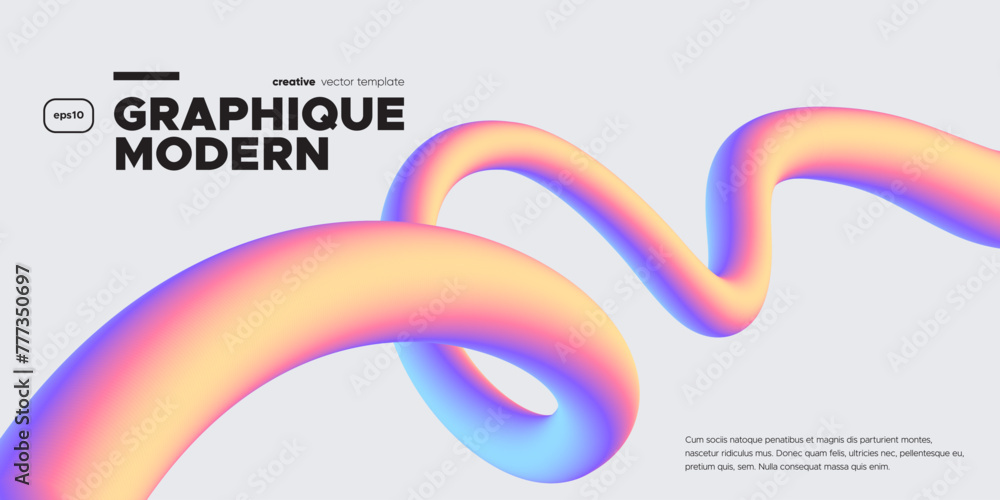 Fototapeta premium Wavy shape with Colorful Gradient. Vector illustration.