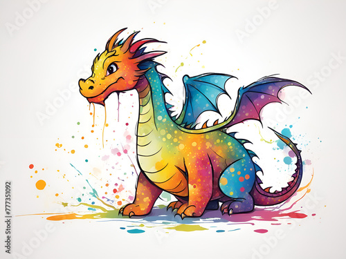 Colorful dragons, various expressions, cute dragon painting renderings, colorful illustration picture book images © zhichao