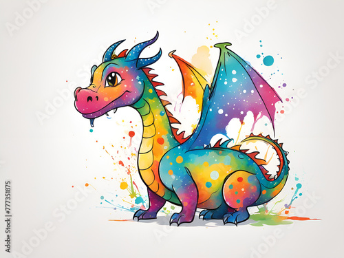 Colorful dragons, various expressions, cute dragon painting renderings, colorful illustration picture book images © zhichao