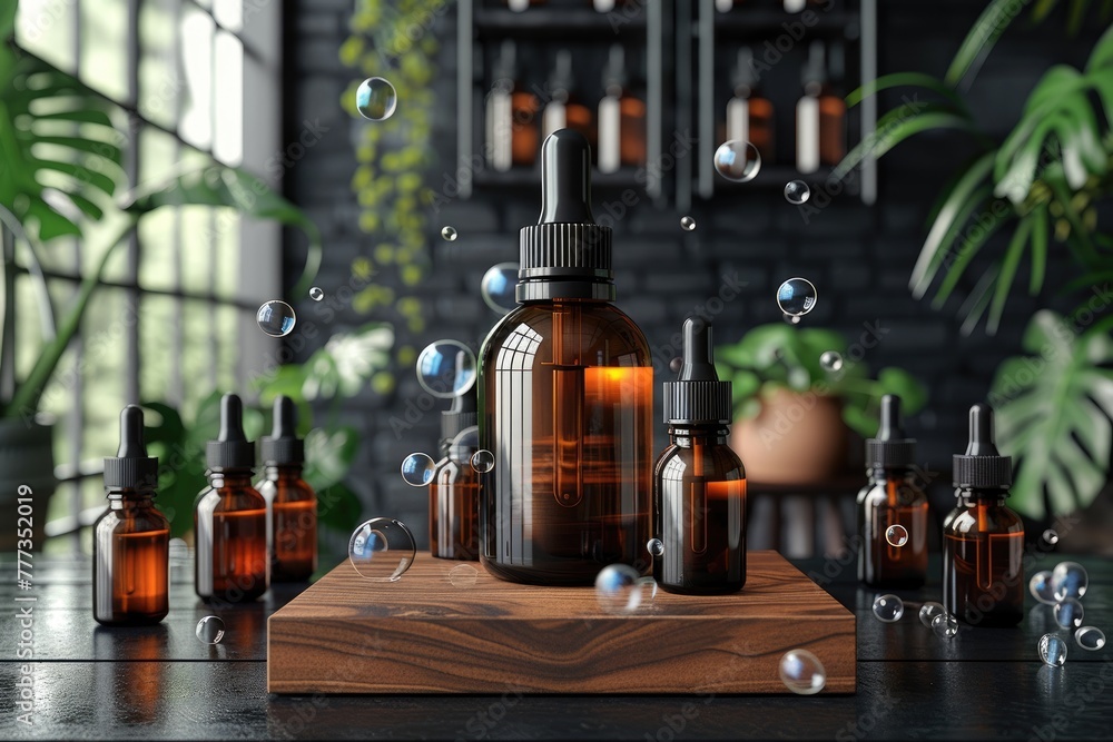 mockup skincare and makeup product is placed on a bubble professional photography