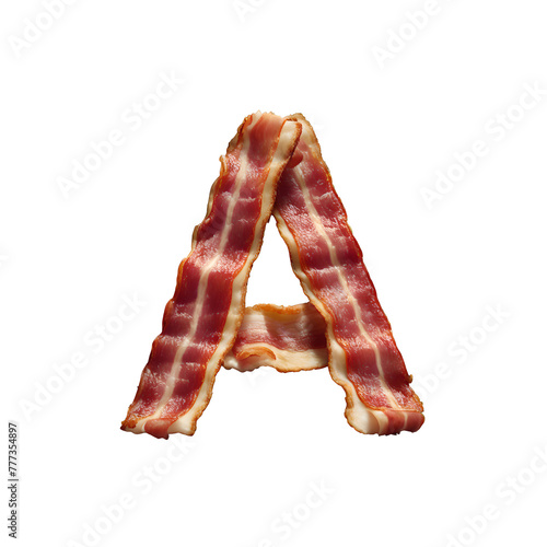 Bacon letter A, PNG file. Generative AI