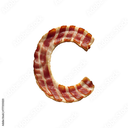 Bacon letter C, PNG file. Generative AI