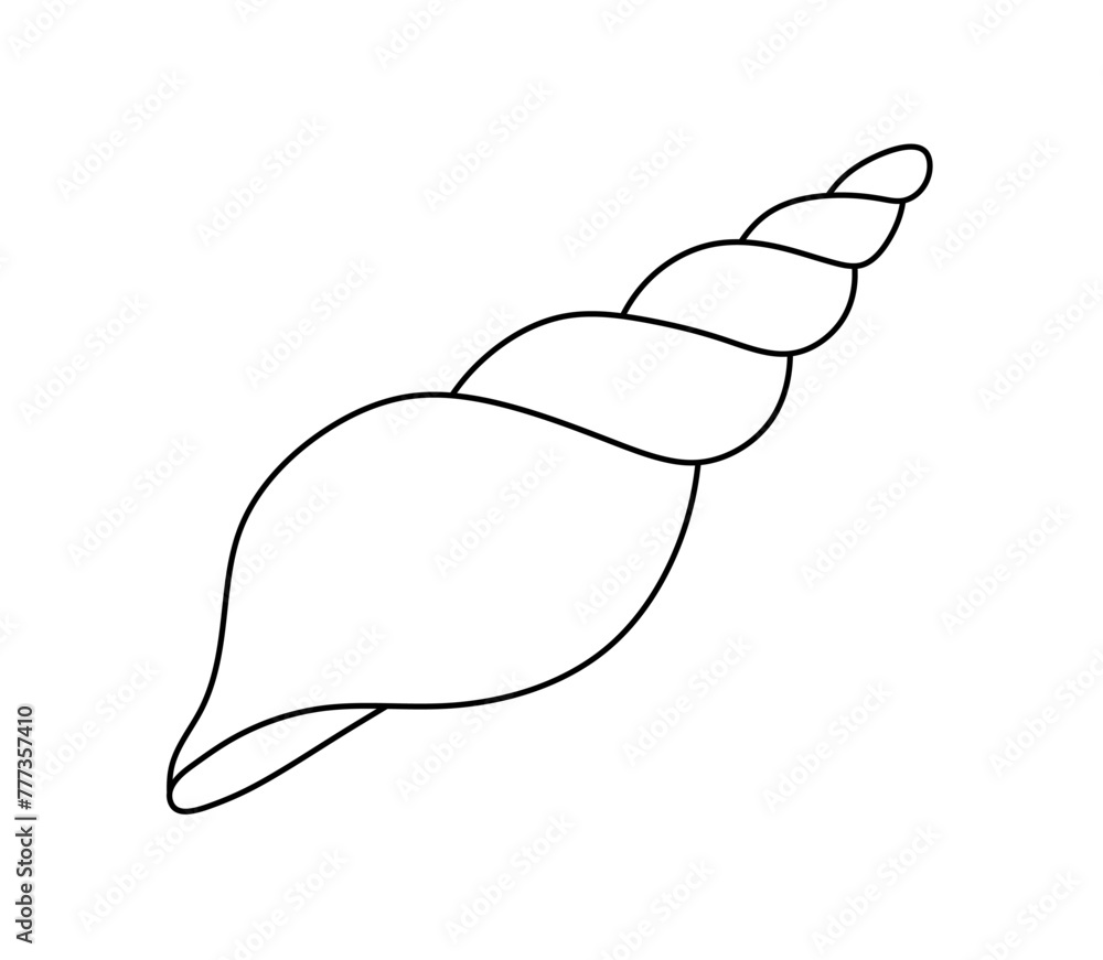 Vector isolated one single simple cone sea shell colorless black and white contour line easy drawing Vector isolated one single simple cone sea shell colorless black and white contour line easy drawing