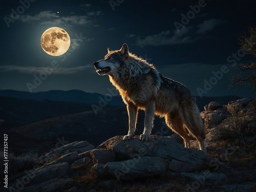 Mystical Werewolf in the Night Captivating Vector Illustration for Fantasy and Horror Concepts. With ai generative..  © Saikat