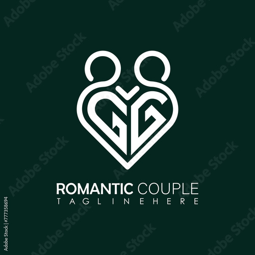 Couple love Heart symbol ALL letter logo icon design template. May be used in medical, dating, Valentines Day and wedding design. © MdRazibul