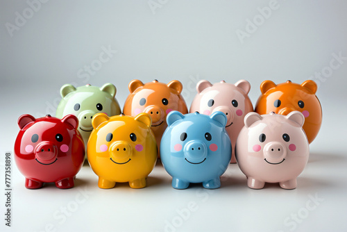 Piggy banks on a white background. 3d illustration.
