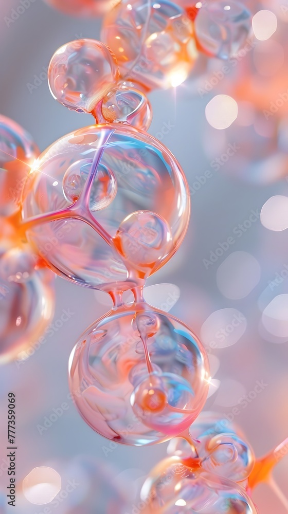 Captivating Molecular Dance Ethereal Bubbles in an Arctic Sunrise Palette Captivating Molecular Dance Ethereal Bubbles in an Arctic Sunrise Palette