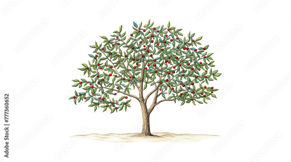 Holly Tree remove background tree, watercolor, isolated white background