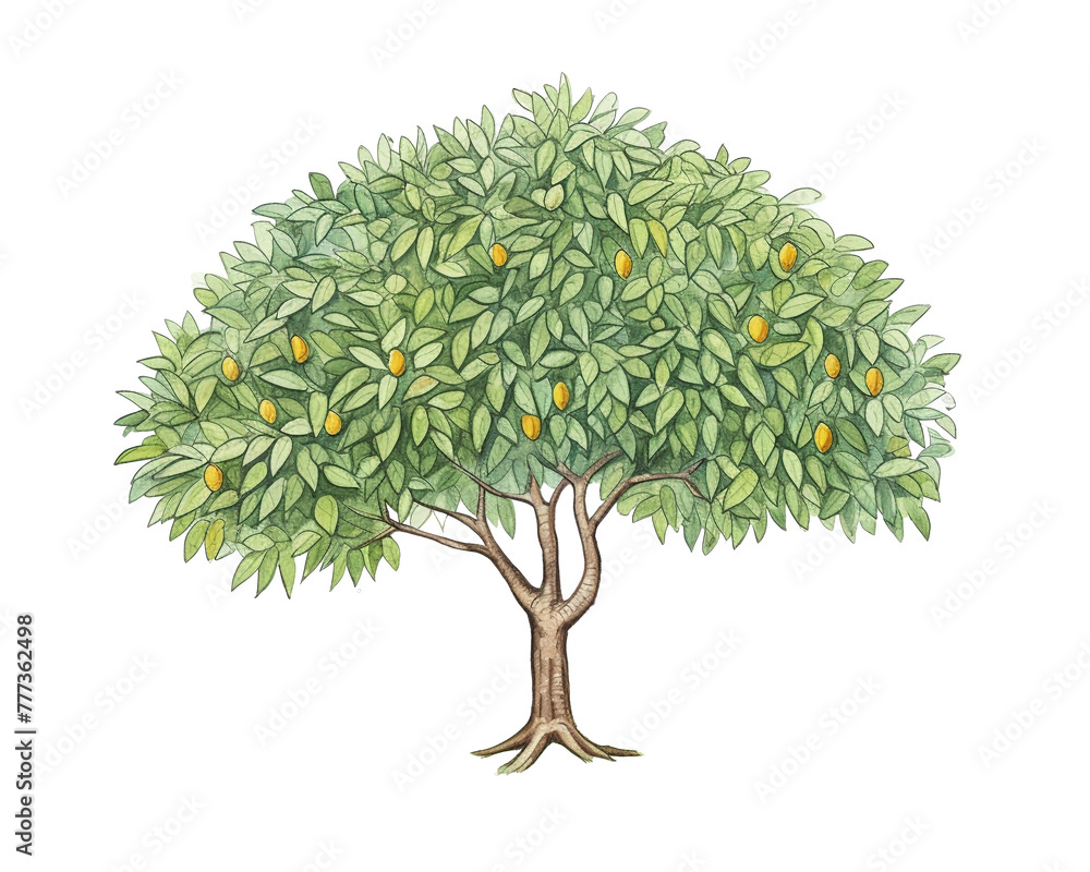 Mango Tree remove background tree, watercolor, isolated white background