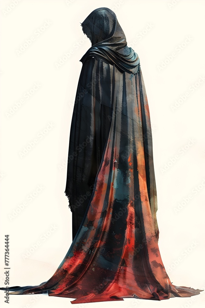 Pastel Phantom Assassin s Cloak Watercolor Clipart with Rustic Charm and Muted Colors