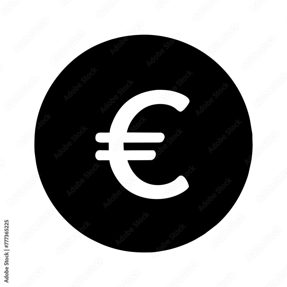European currency Euro icon vector silhouette drawing Money, Coin symbol illustration on a Transparent Background European currency Euro icon vector silhouette drawing Money, Coin symbol illustration on a Transparent Background