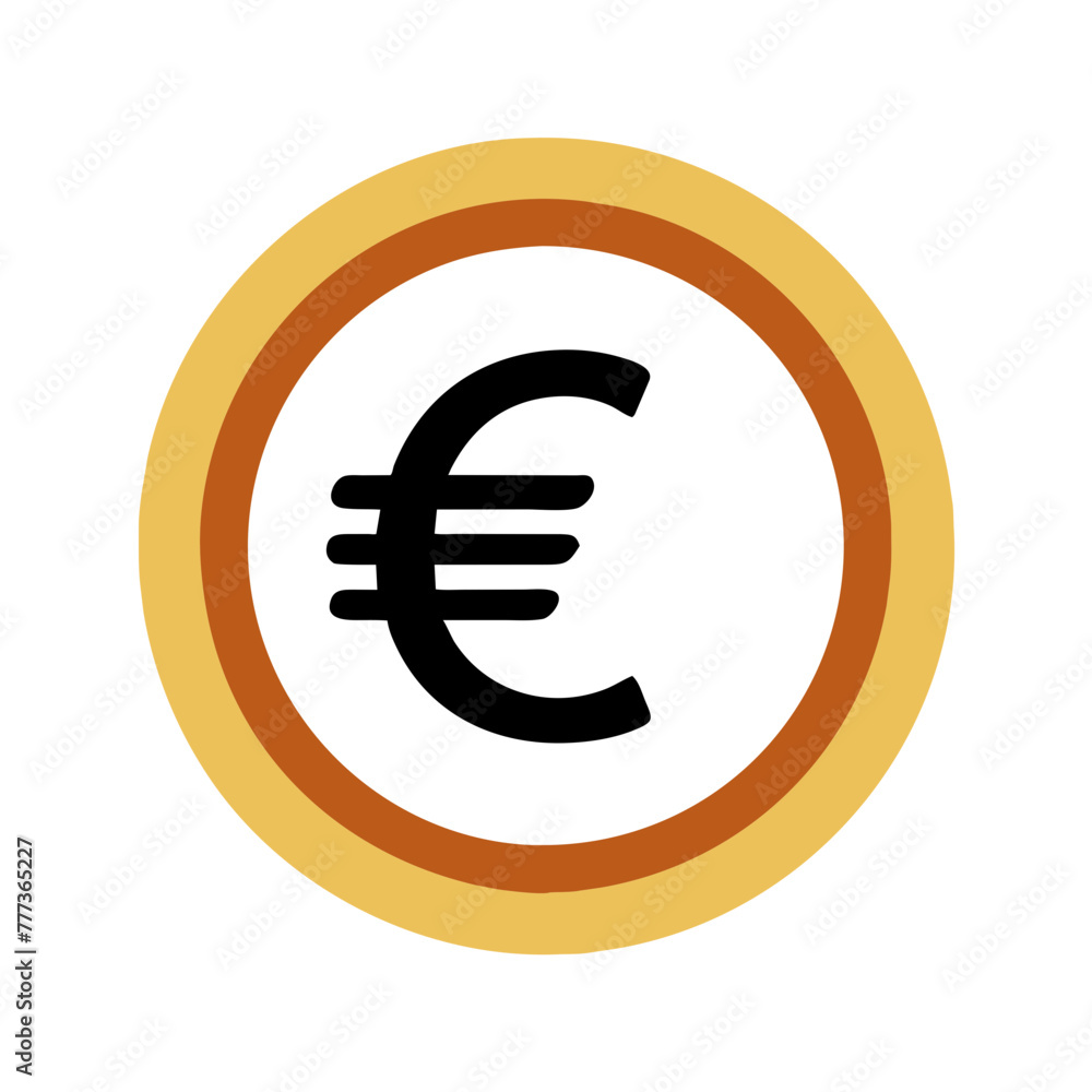 Obraz premium European currency Euro icon vector silhouette drawing Money, Coin symbol illustration on a Transparent Background