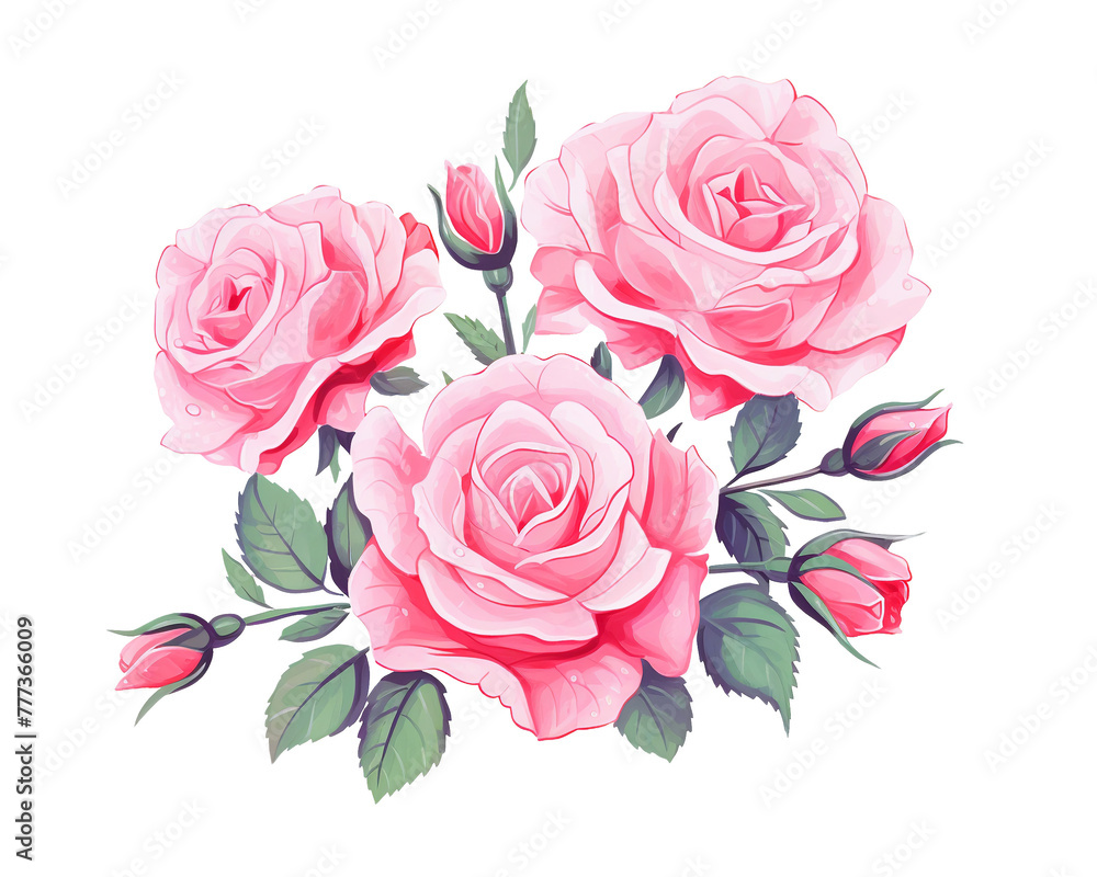 Roses flowers remove background , flowers, watercolor, isolated white background