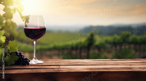 Fresh grape whine juices  on wooden tabletop  nature blurred background. Summer.