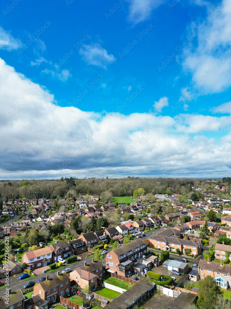 High Angle View of Denham Green Town London, Uxbridge, England. United Kingdom. April 3rd, 2024
