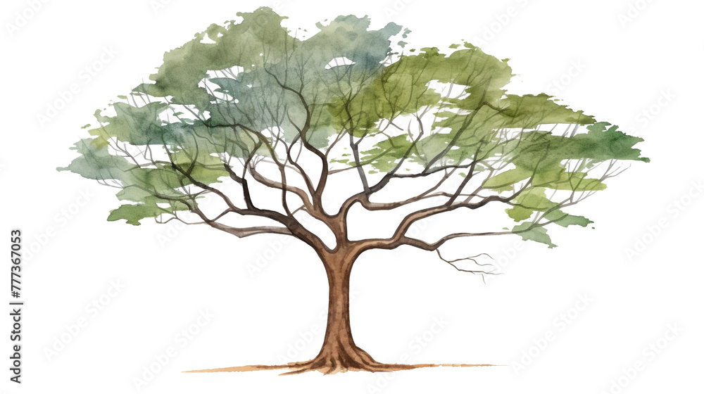 Fototapeta premium Tamarind Tree remove background tree, watercolor, isolated white background