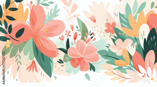 Floral design with fresh spring leaves. Abstract il