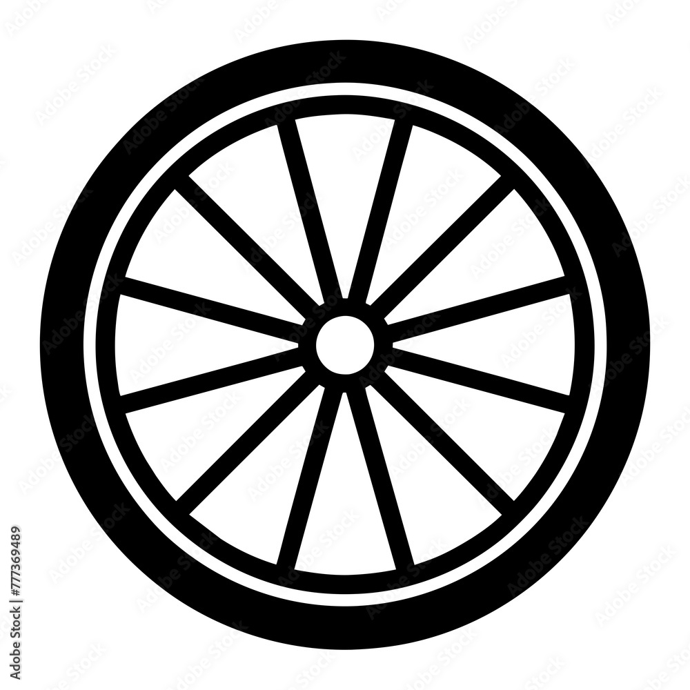 Wheel silhouette vector art illustration
