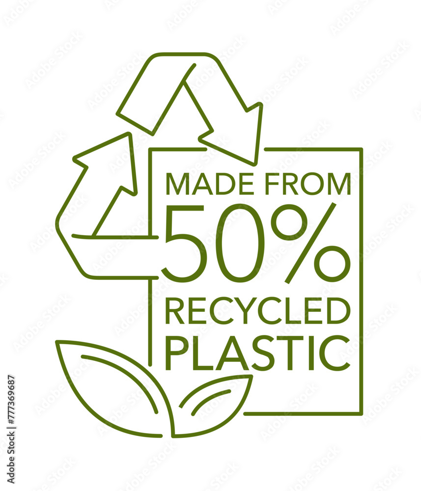 Made from half-recycled plastic - in thin line Made from half-recycled plastic - in thin line