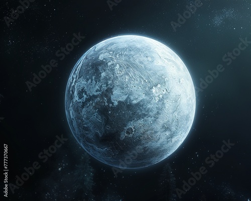 Globe frozen solid  a chilly sphere against a black void  3DCG high resulution clean sharp focus