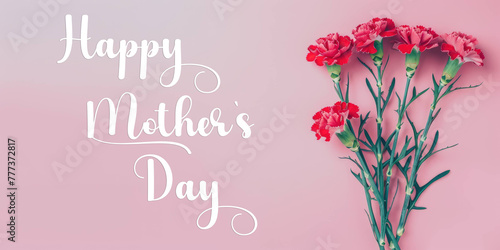 Elegant Happy Mother's Day Card with Pink Carnations and Heartfelt Calligraphy on Pastel Background