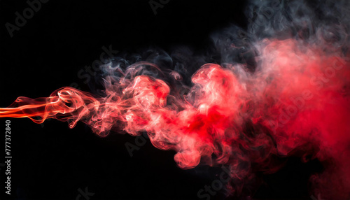 Red smoke in the dark. Isolated on black background.