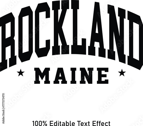 Rockland text effect vector. Editable college t-shirt design printable text effect vector