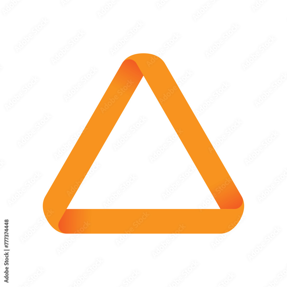 Vector yellow ribbon twisted into a triangle symbol on a white background Vector yellow ribbon twisted into a triangle symbol on a white background