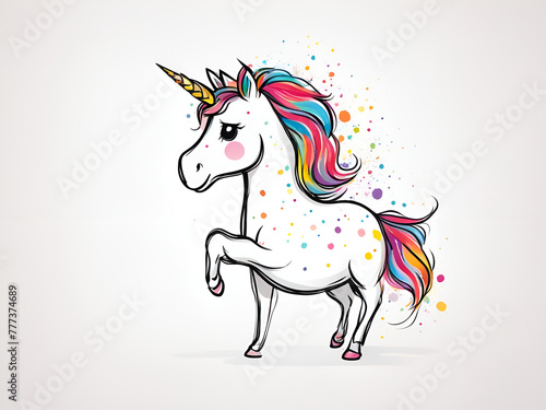 Colorful Unicorn  various expressions  cute Unicorn painting renderings  colorful illustration picture book images