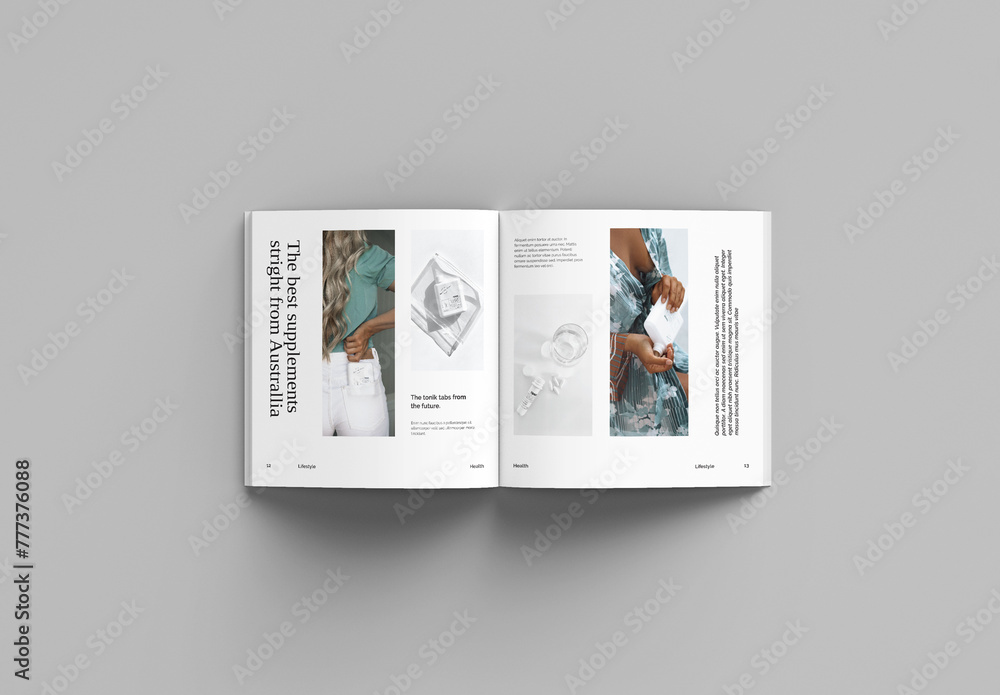 Top View Square Magazine Mockup Stock Template | Adobe Stock