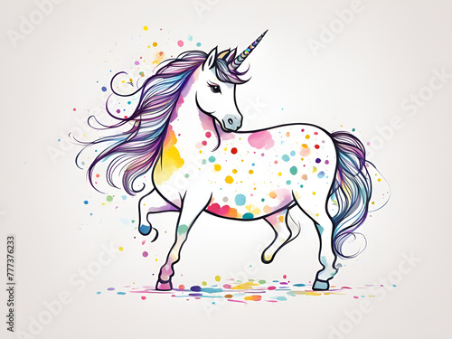 Colorful Unicorn, various expressions, cute Unicorn painting renderings, colorful illustration picture book images
