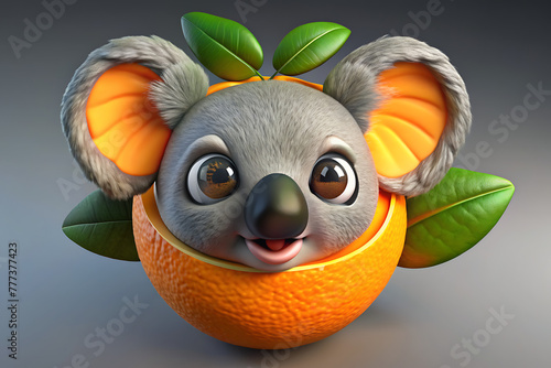 cute koala made of a fresh orange. photo