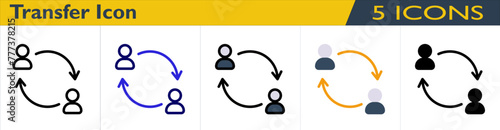 Transfer icon with 5 styles (outline, color outline, color lineal, color and solid)