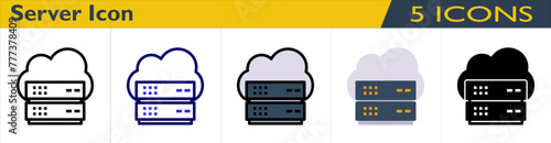 Server icon with 5 styles (outline, color outline, color lineal, color and solid)