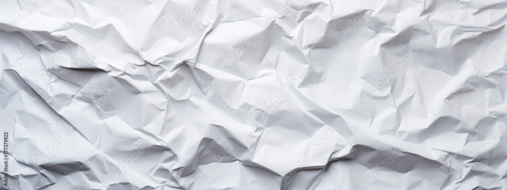White crumpled paper texture background, top view, Flat lay.