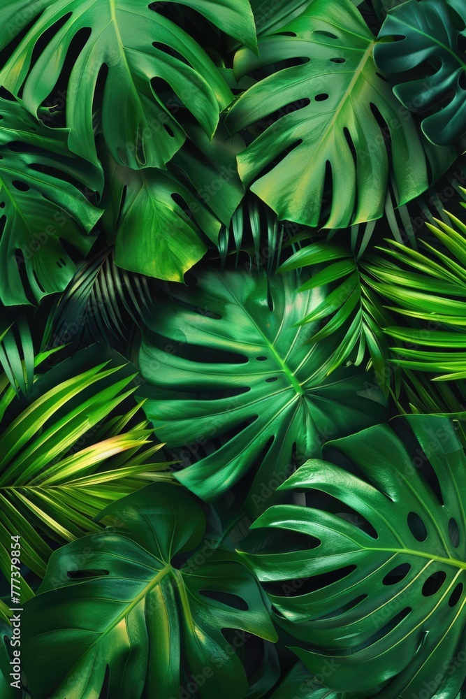 Lush green tropical leaves pattern. Lush green tropical leaves pattern.