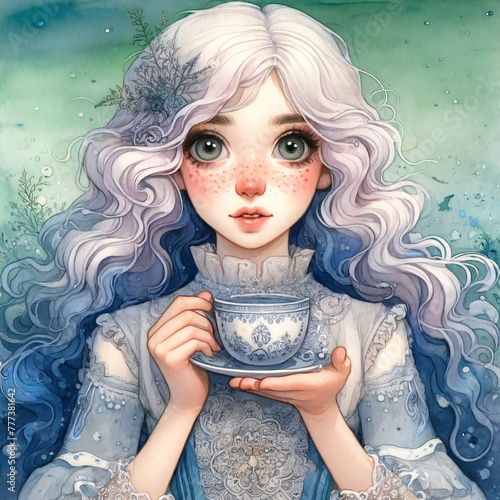 Wallpaper Mural A whimsical character with an ethereal charm. The character should have a pale complexion with soft freckles, big expressive eyes Torontodigital.ca