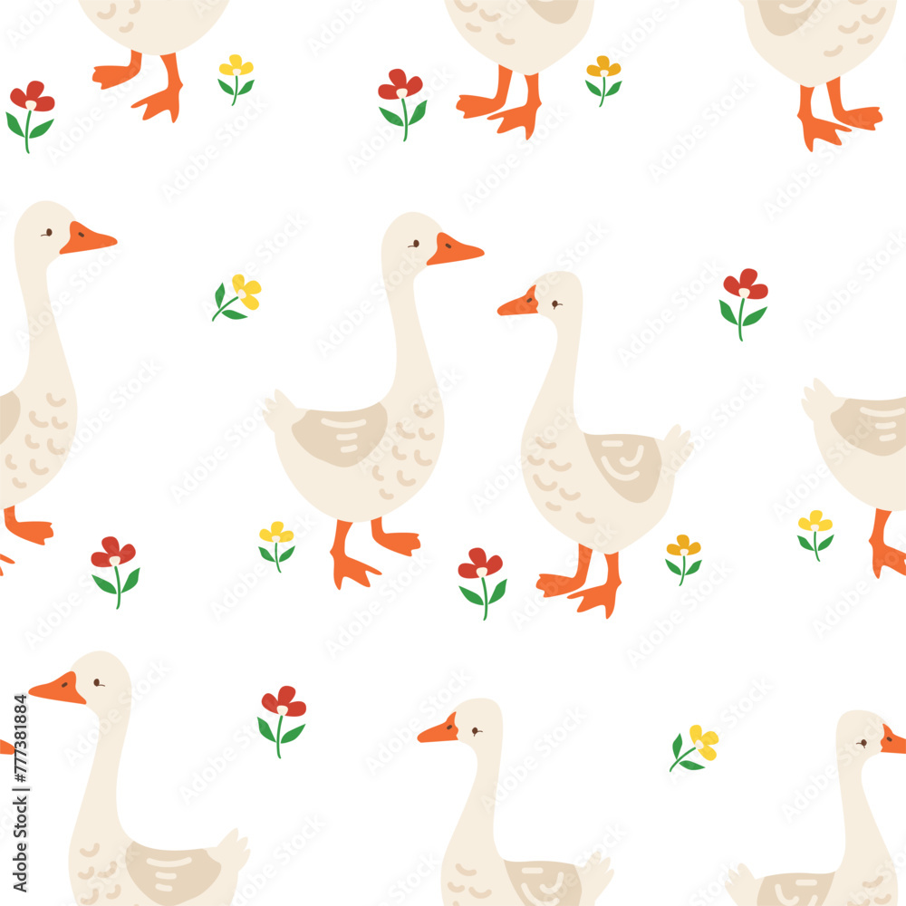 Hand Drawn goose cartoon character simple hand drawn seamless pattern vector illustration Hand Drawn goose cartoon character simple hand drawn seamless pattern vector illustration